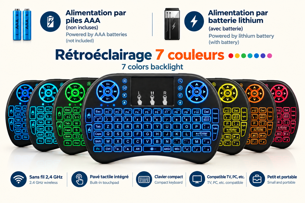 Mini Clavier Sans Fil avec Souris Intégrée – Compact & Universel