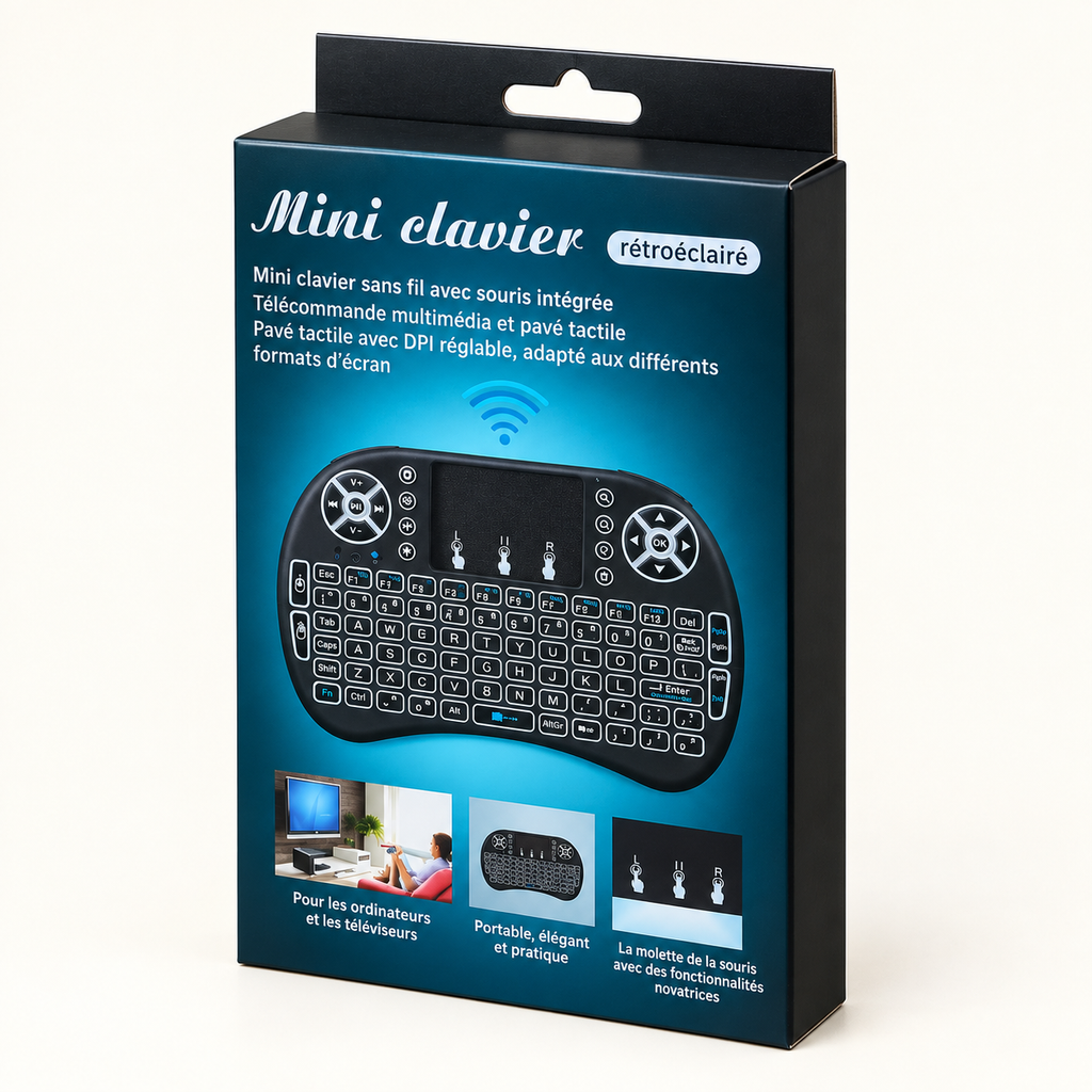 Mini Clavier Sans Fil avec Souris Intégrée – Compact & Universel