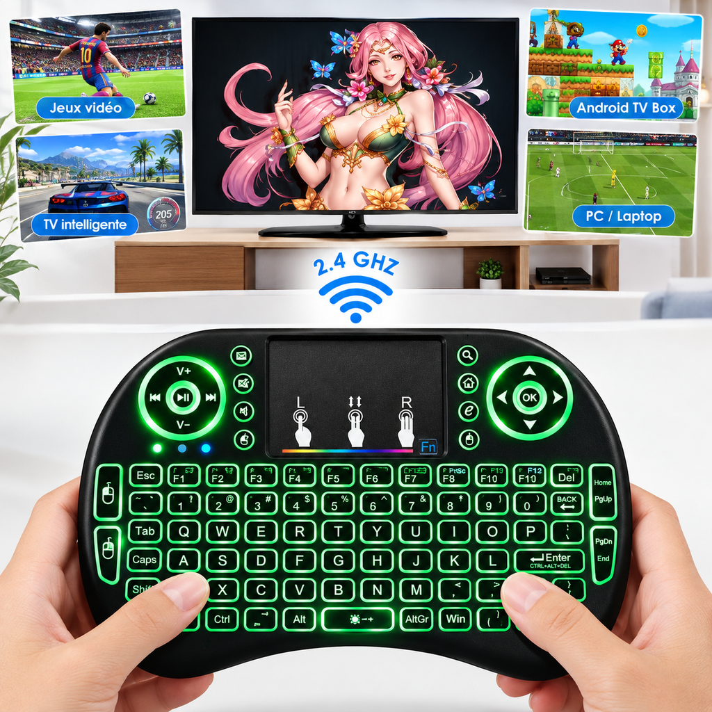 Mini Clavier Sans Fil avec Souris Intégrée – Compact & Universel