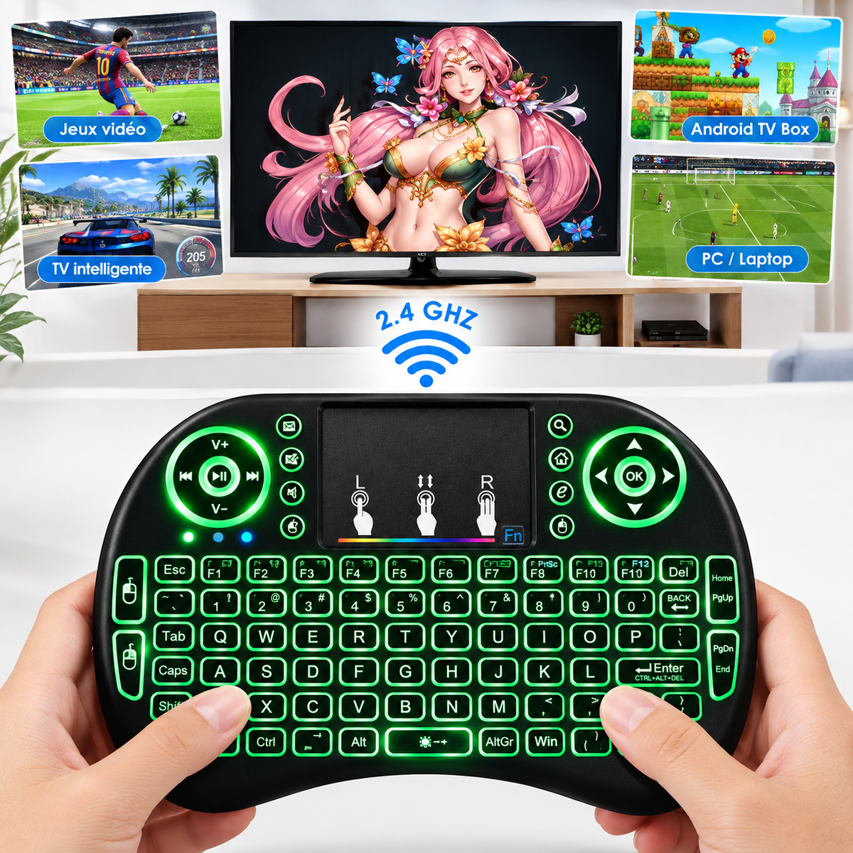 Mini Clavier Sans Fil avec Souris Intégrée – Compact & Universel