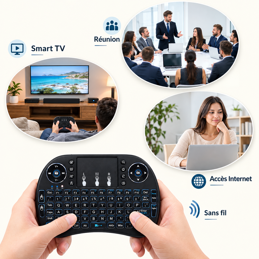Mini Clavier Sans Fil avec Souris Intégrée – Compact & Universel