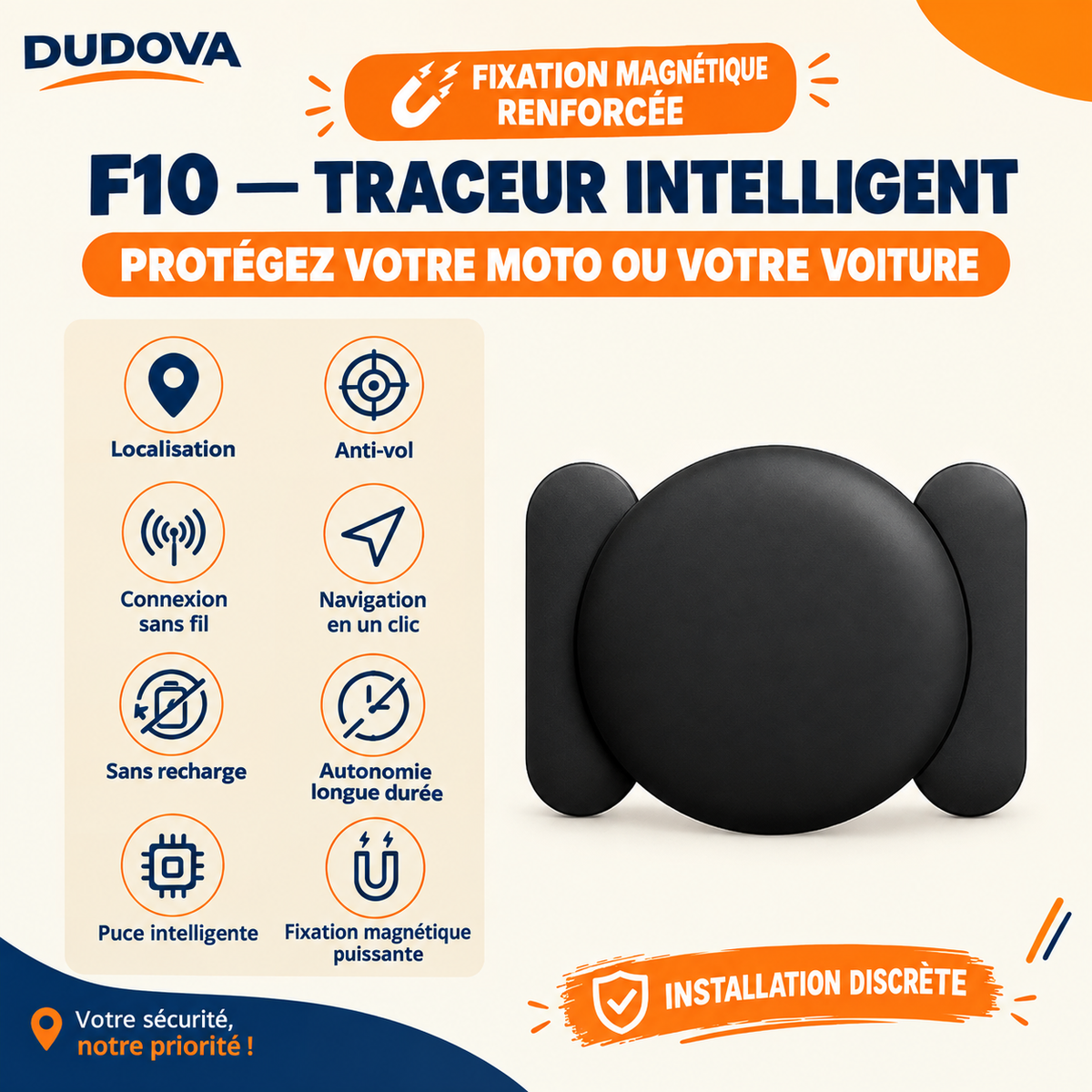 F10 — Traceur intelligent anti-perte & antivol